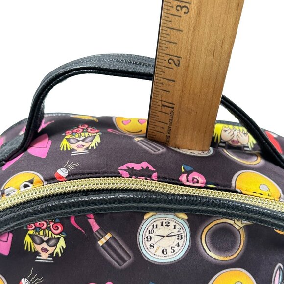 Betsey Johnson Emoji Purse Colorful Black Handheld Bag Top Handle Bow Tassel - Picture 12 of 12